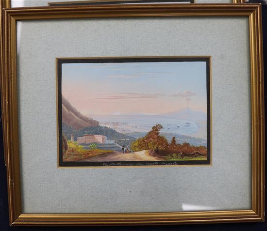 A set of four 19th century Neapolitan gouaches, 10 x 14.5cm.